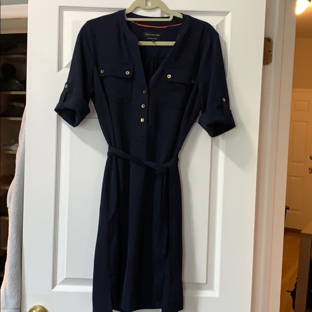 Navy Blue, Gold Button dress